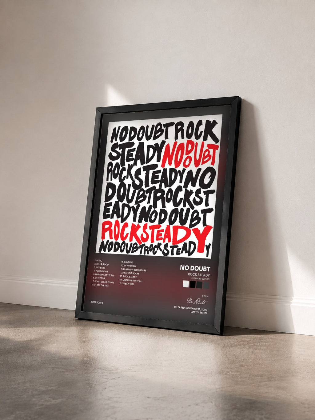#noir Tableau de l'album Rock Steady (Expanded Edition) de No Doubt vu de trois quarts, cadre noir