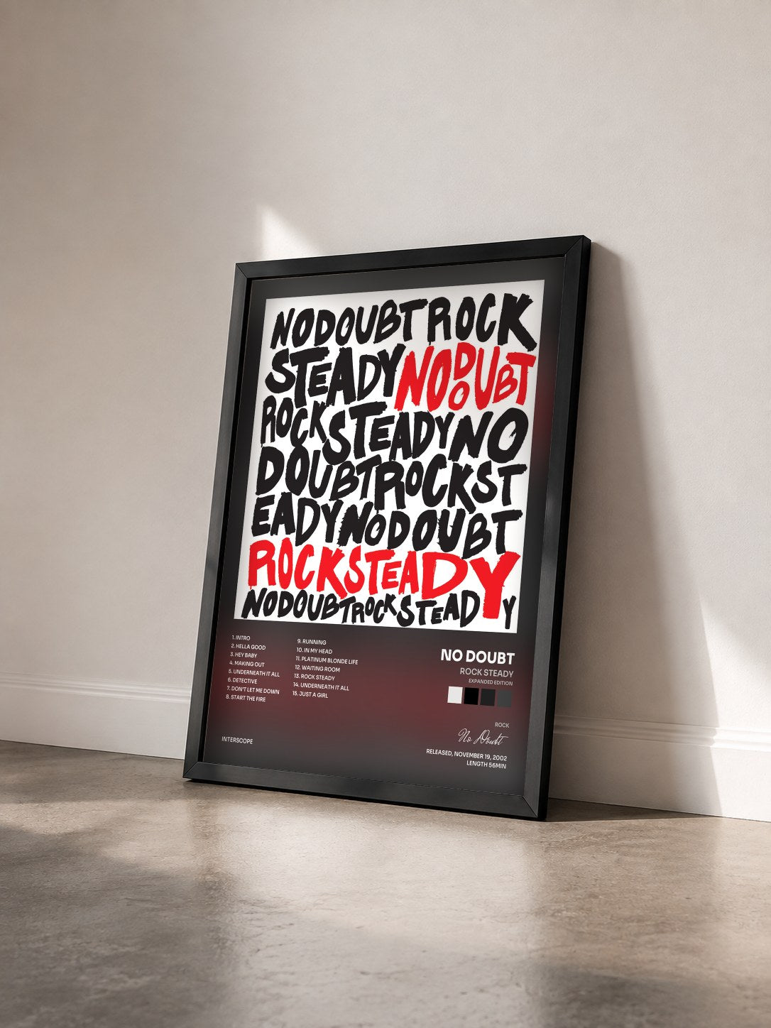 #noir Tableau de l'album Rock Steady (Expanded Edition) de No Doubt vu de trois quarts, cadre noir