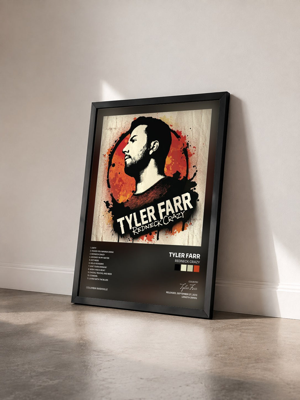 #noir Tableau de l'album Redneck Crazy de Tyler Farr vu de trois quarts, cadre noir