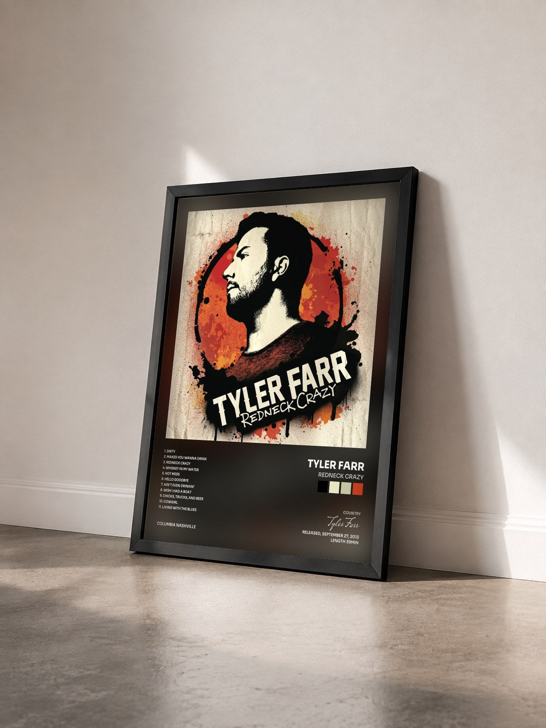 #noir Tableau de l'album Redneck Crazy de Tyler Farr vu de trois quarts, cadre noir