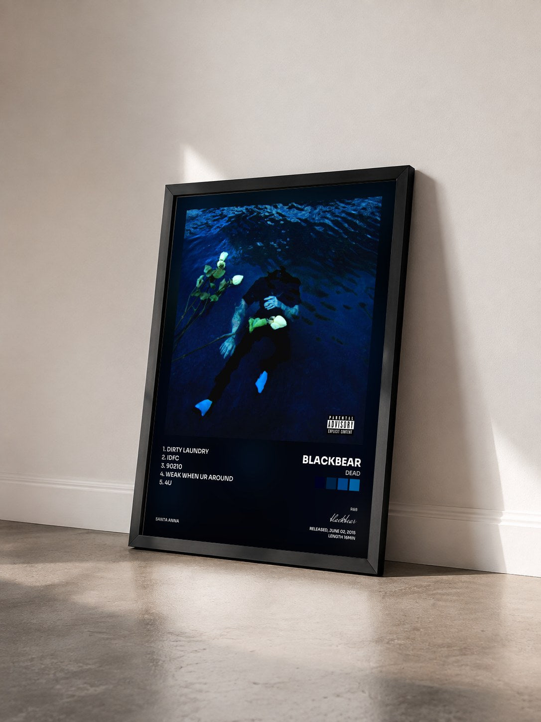 #noir Tableau de l'album dead de blackbear vu de trois quarts, cadre noir
