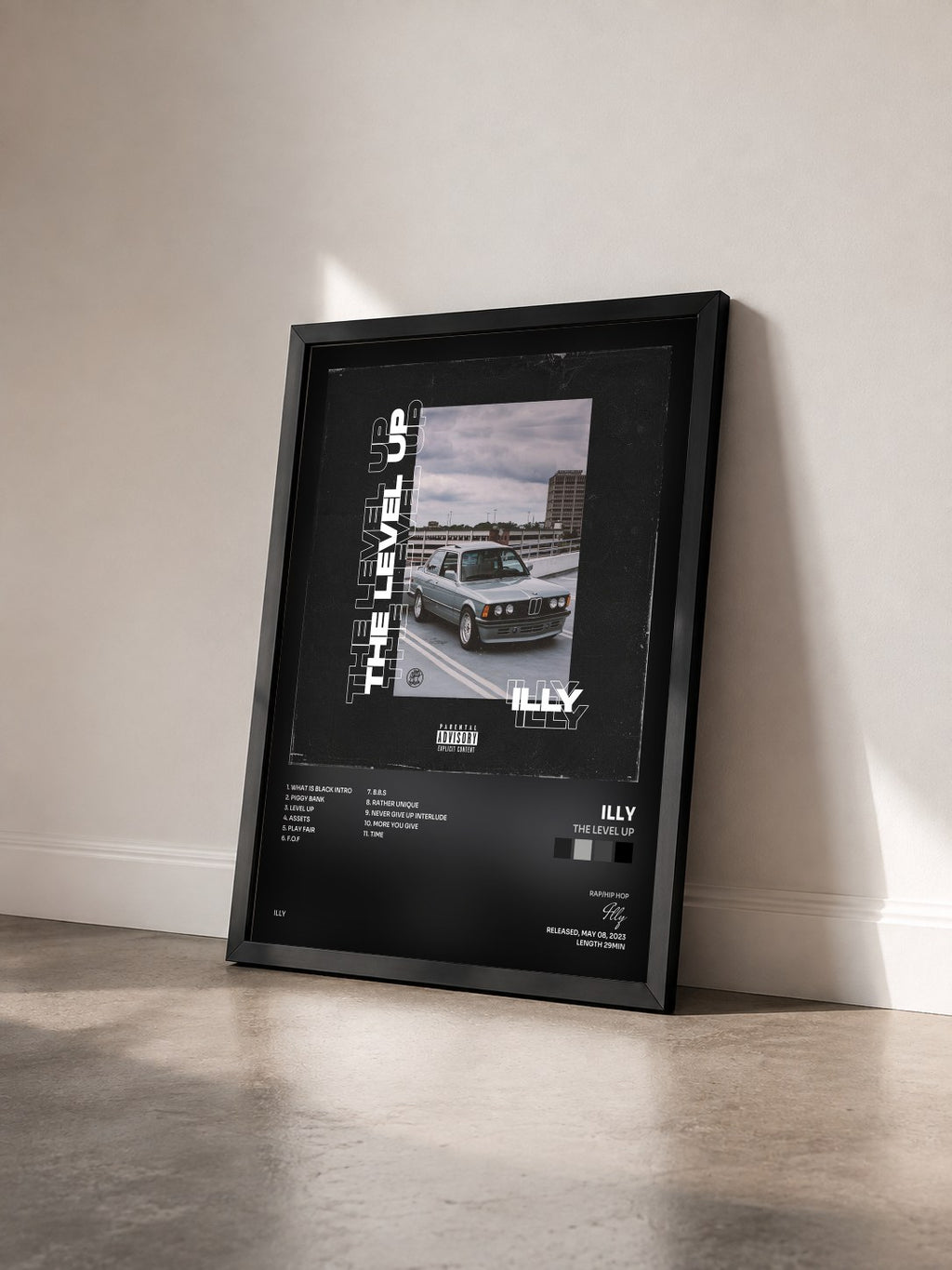 #noir Tableau de l'album The Level Up de Illy vu de trois quarts, cadre noir