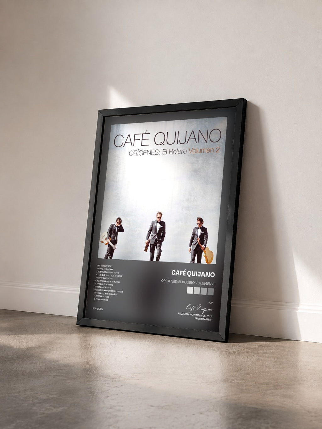 #noir Tableau de l'album Orígenes: El Bolero Volumen 2 de Café Quijano vu de trois quarts, cadre noir