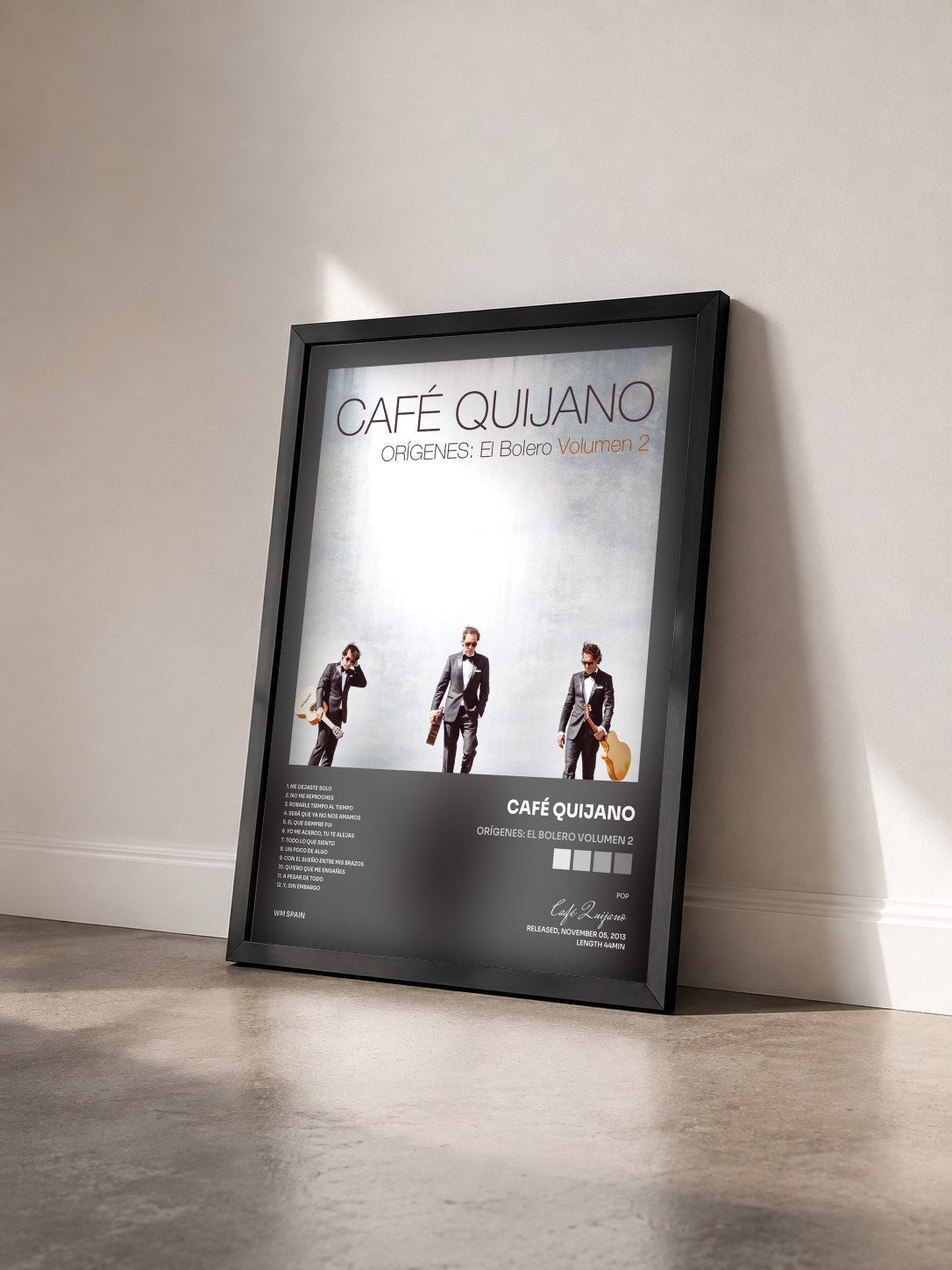 #noir Tableau de l'album Orígenes: El Bolero Volumen 2 de Café Quijano vu de trois quarts, cadre noir