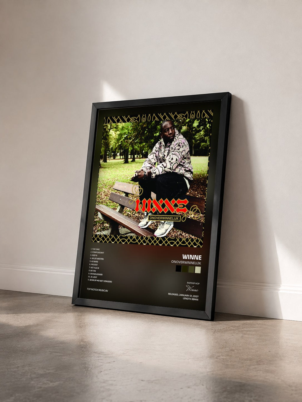 #noir Tableau de l'album Onoverwinnelijk de Winne vu de trois quarts, cadre noir