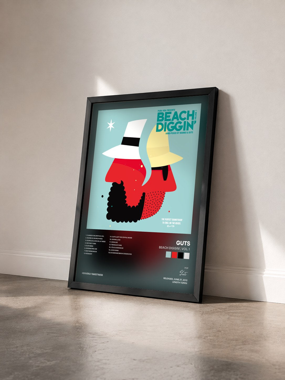 #noir Tableau de l'album Beach Diggin’, Vol. 1 de Guts vu de trois quarts, cadre noir