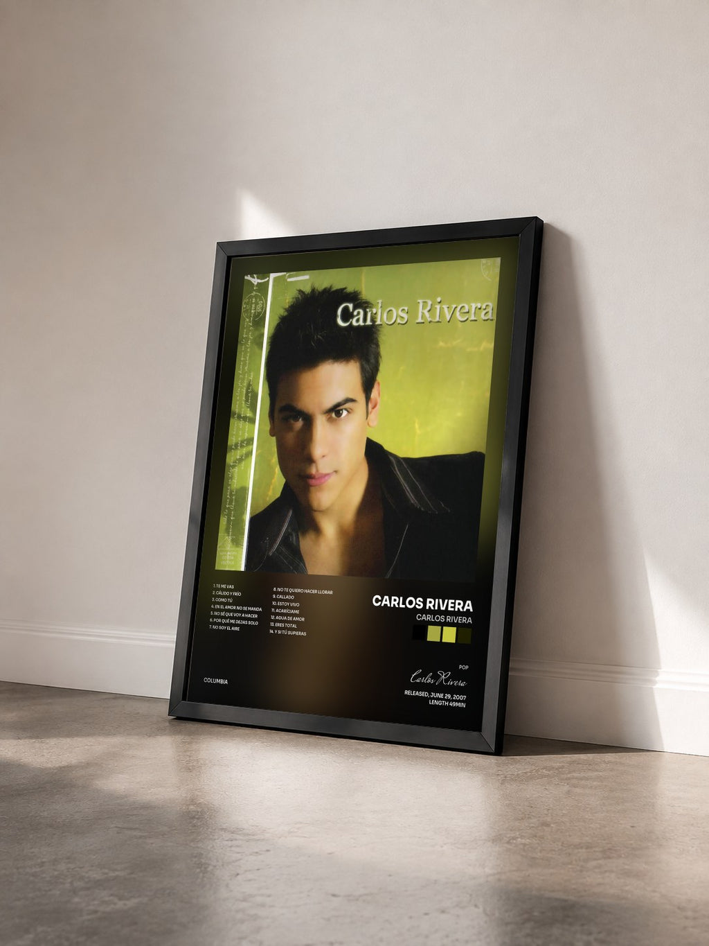 #noir Tableau de l'album Carlos Rivera de Carlos Rivera vu de trois quarts, cadre noir