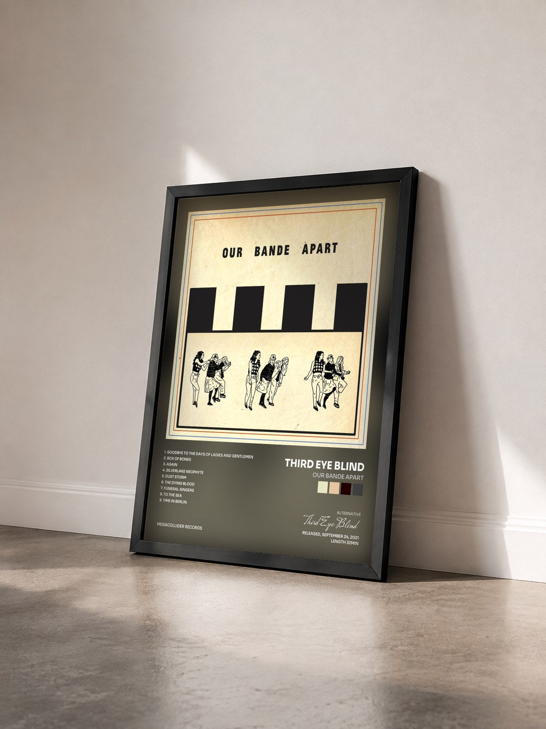 #noir Tableau de l'album Our Bande Apart de Third Eye Blind vu de trois quarts, cadre noir