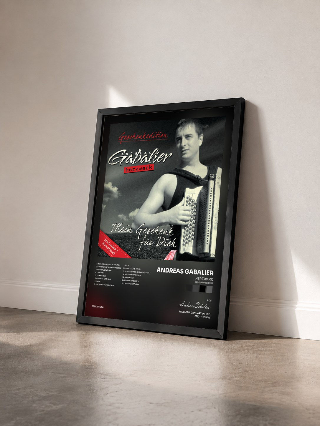 #noir Tableau de l'album Herzwerk (Geschenkedition) de Andreas Gabalier vu de trois quarts, cadre noir