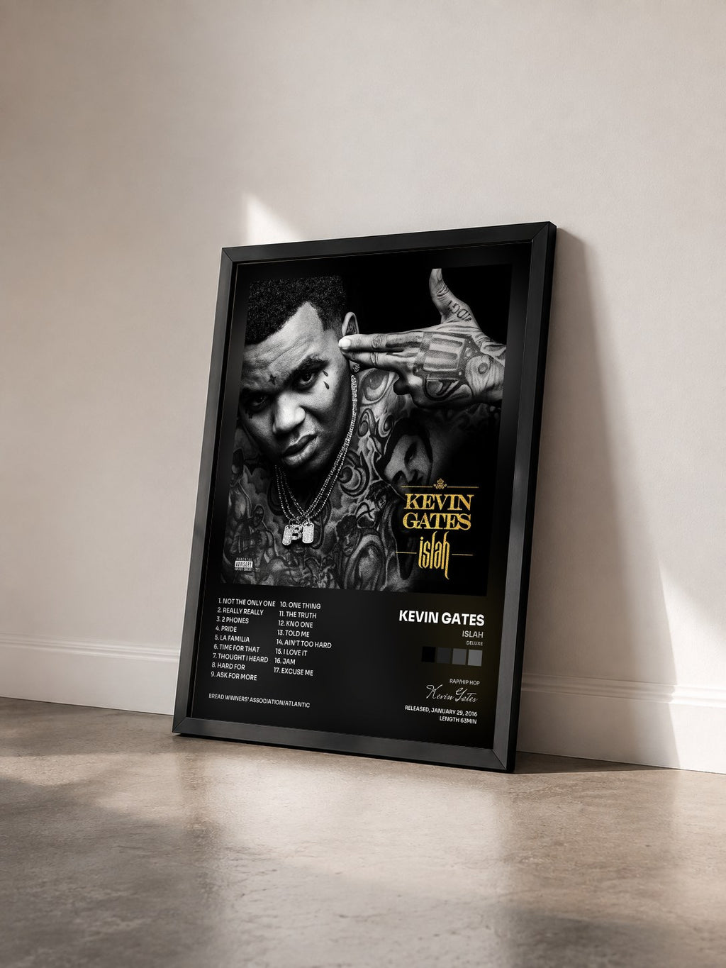#noir Tableau de l'album Islah (Deluxe) de Kevin Gates vu de trois quarts, cadre noir