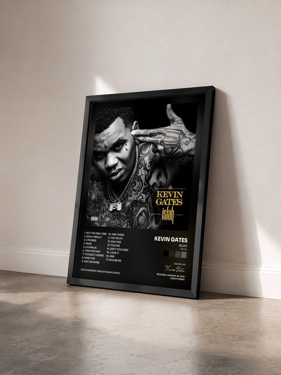 #noir Tableau de l'album Islah (Deluxe) de Kevin Gates vu de trois quarts, cadre noir