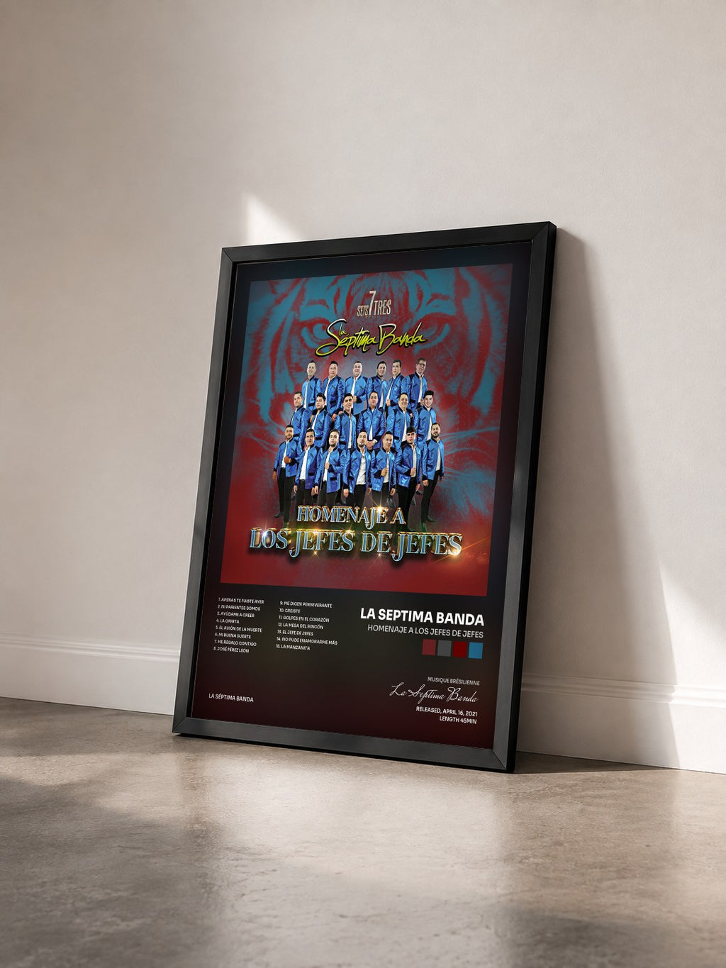 #noir Tableau de l'album Homenaje a los Jefes de Jefes de La Septima Banda vu de trois quarts, cadre noir
