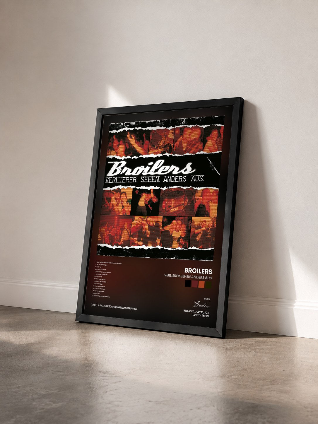 #noir Tableau de l'album Verlierer sehen anders aus de Broilers vu de trois quarts, cadre noir