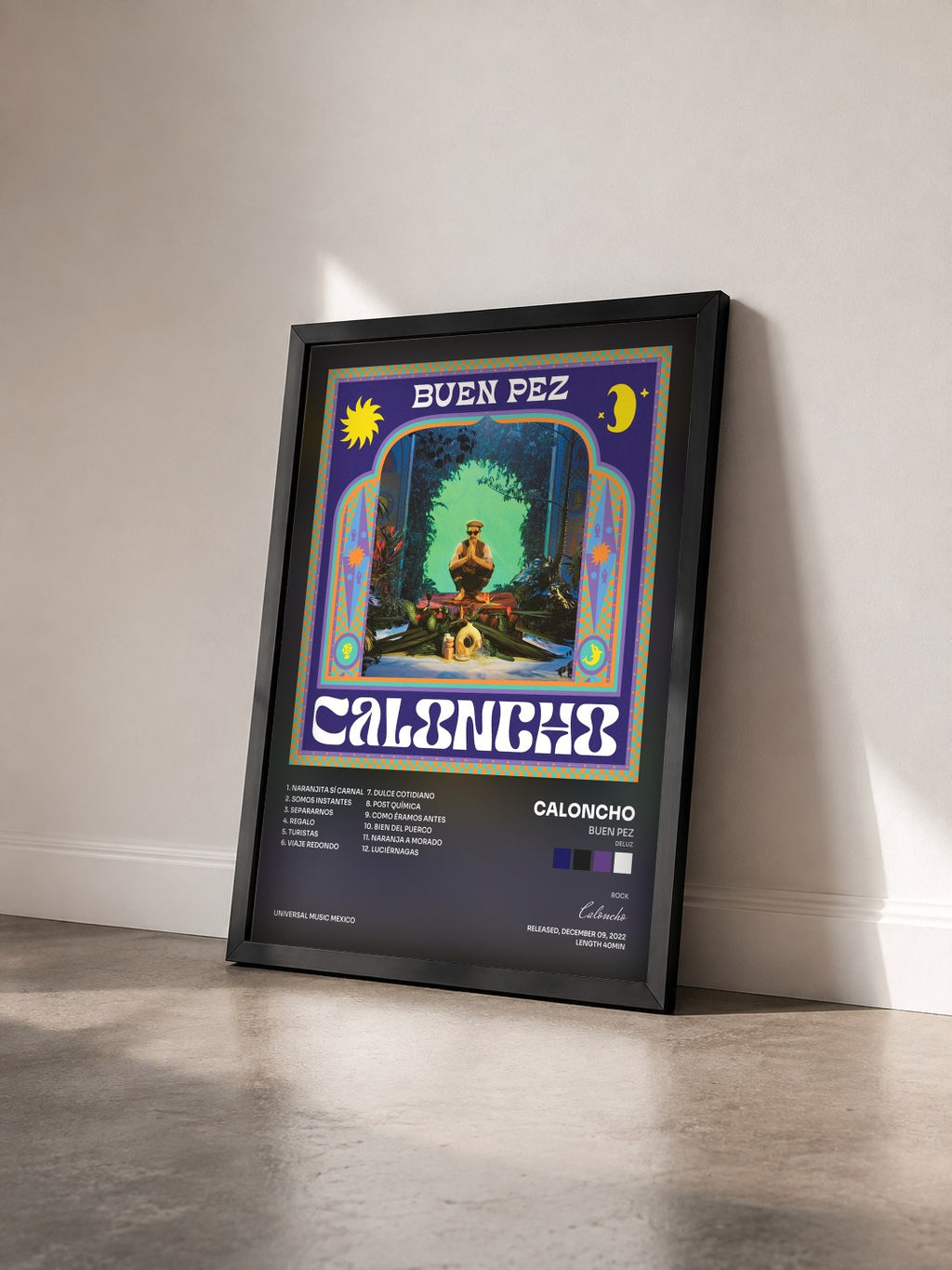 #noir Tableau de l'album Buen Pez (Deluz) de Caloncho vu de trois quarts, cadre noir