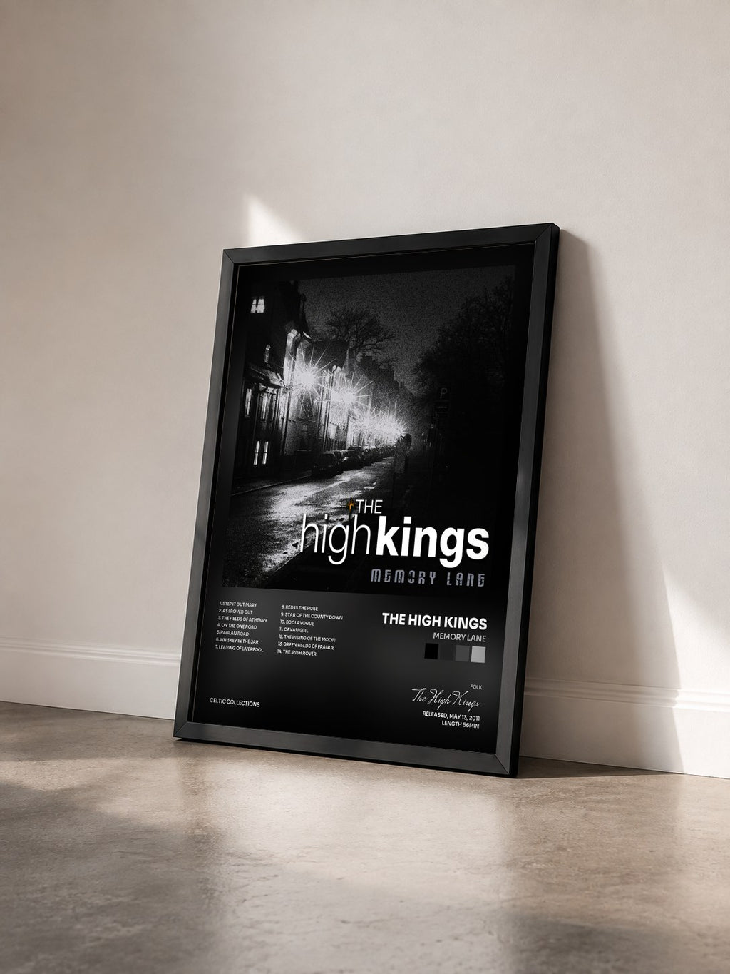 #noir Tableau de l'album Memory Lane de The High Kings vu de trois quarts, cadre noir