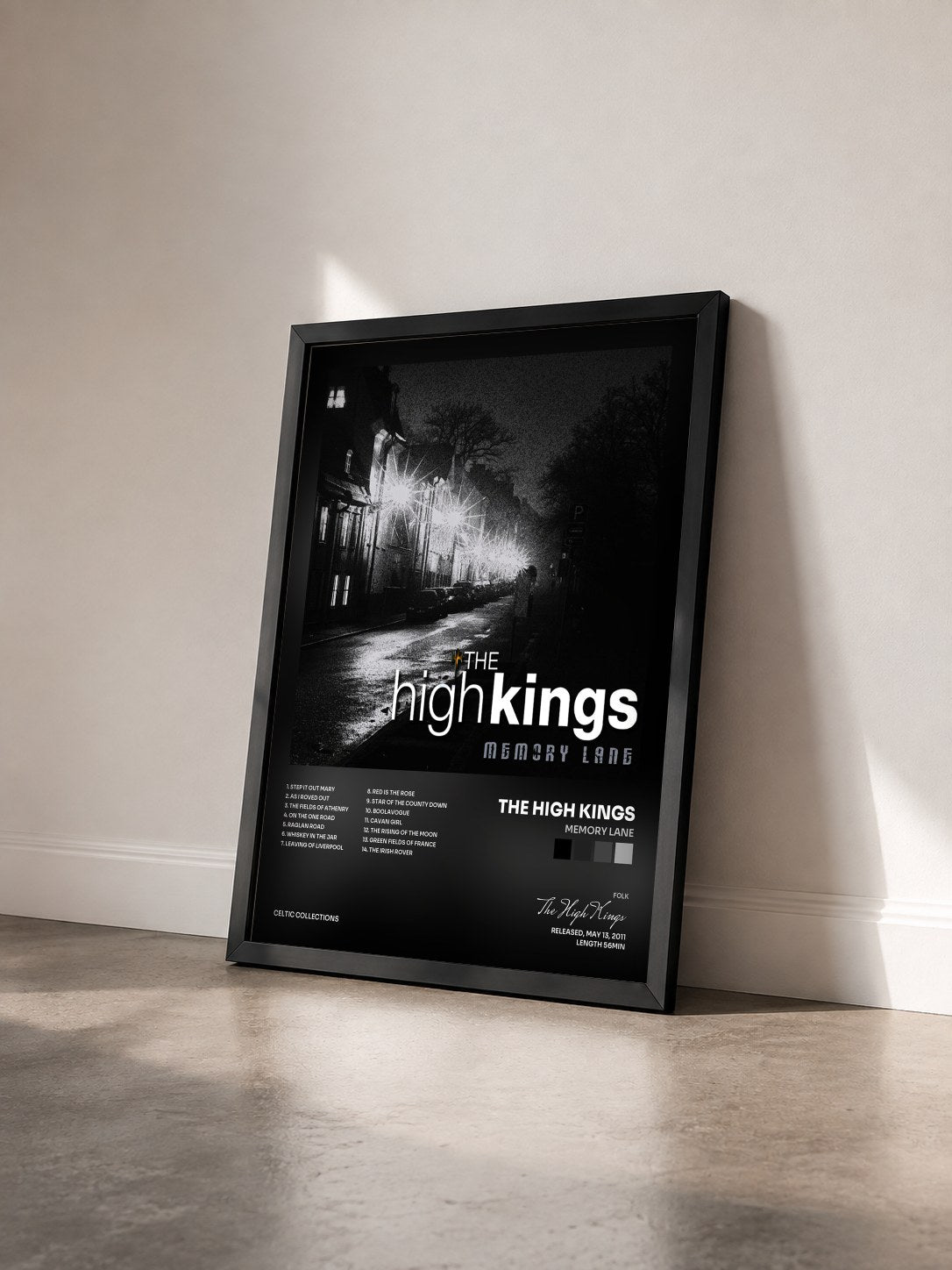 #noir Tableau de l'album Memory Lane de The High Kings vu de trois quarts, cadre noir