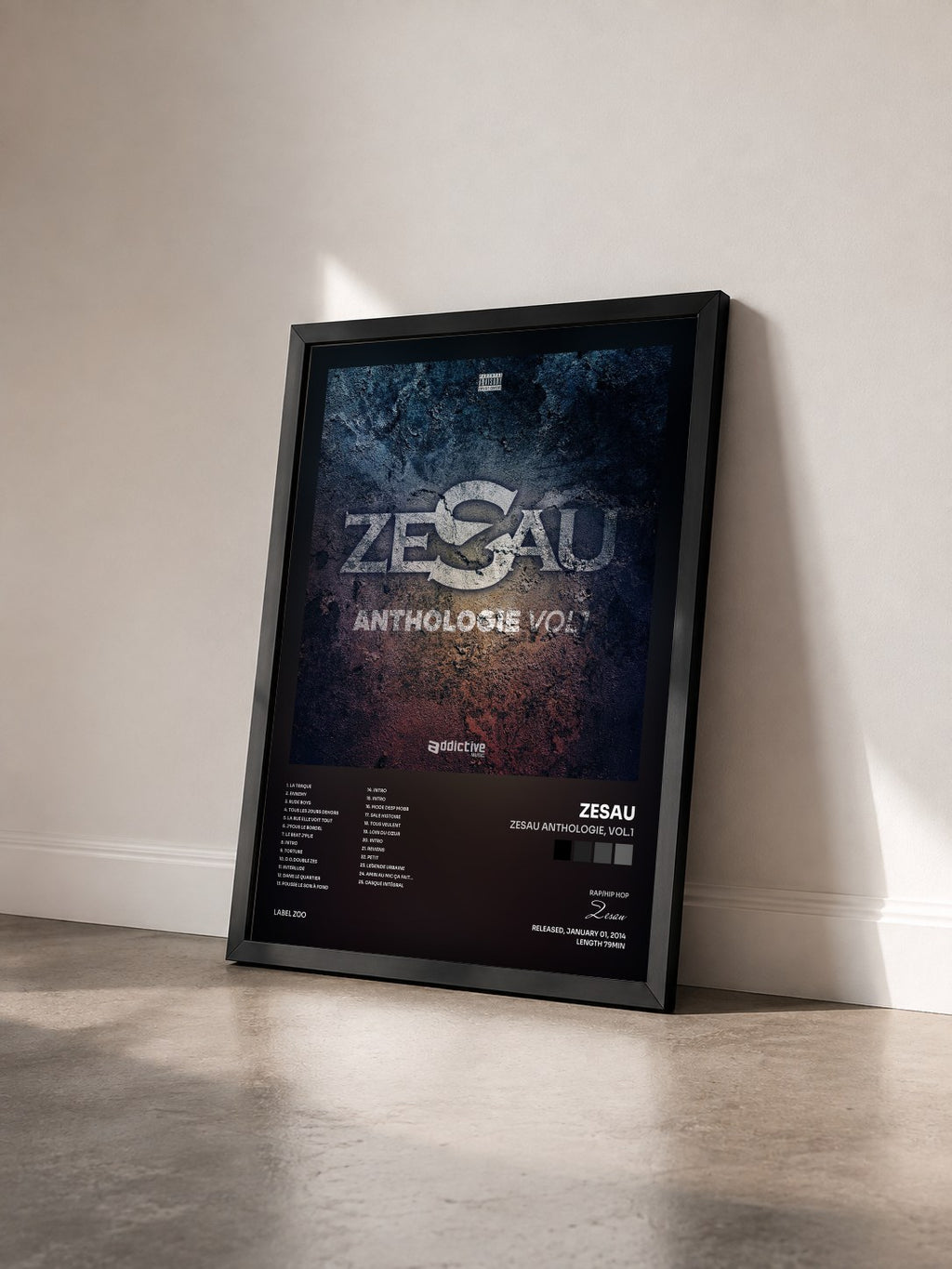 #noir Tableau de l'album Zesau Anthologie, Vol.1 de Zesau vu de trois quarts, cadre noir