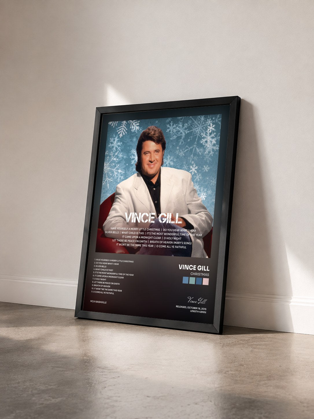 #noir Tableau de l'album Christmas de Vince Gill vu de trois quarts, cadre noir