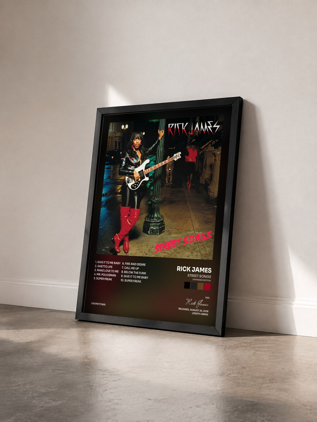 #noir Tableau de l'album Street Songs (Expanded Edition) de Rick James vu de trois quarts, cadre noir