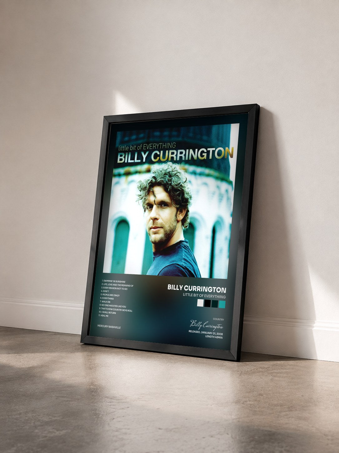 #noir Tableau de l'album Little Bit Of Everything de Billy Currington vu de trois quarts, cadre noir