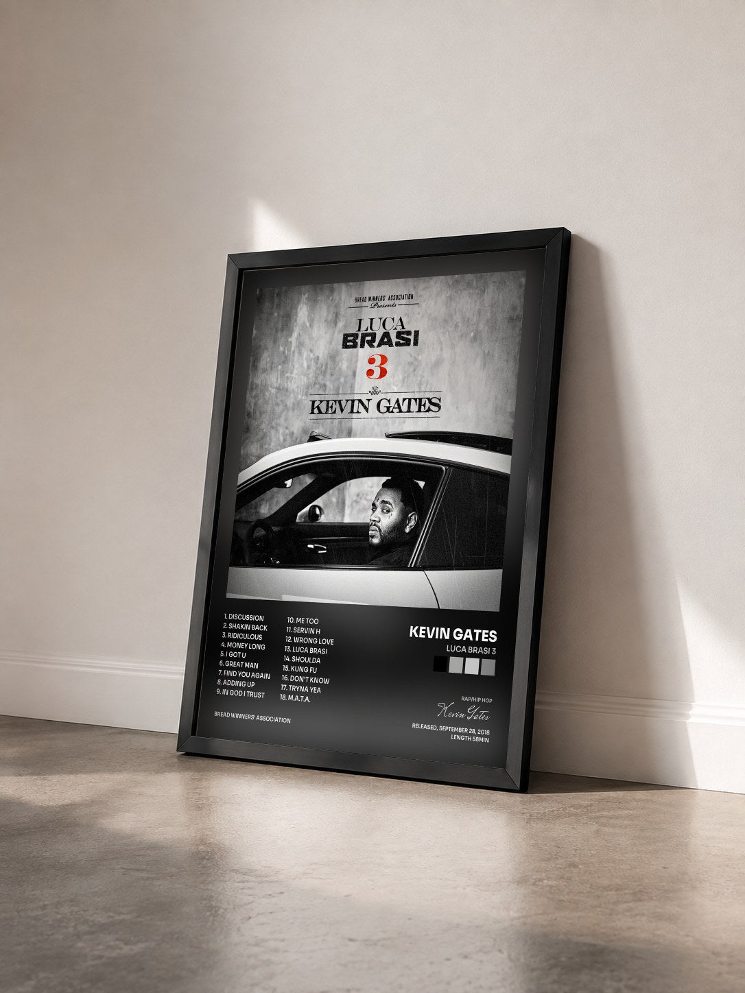#noir Tableau de l'album Luca Brasi 3 de Kevin Gates vu de trois quarts, cadre noir