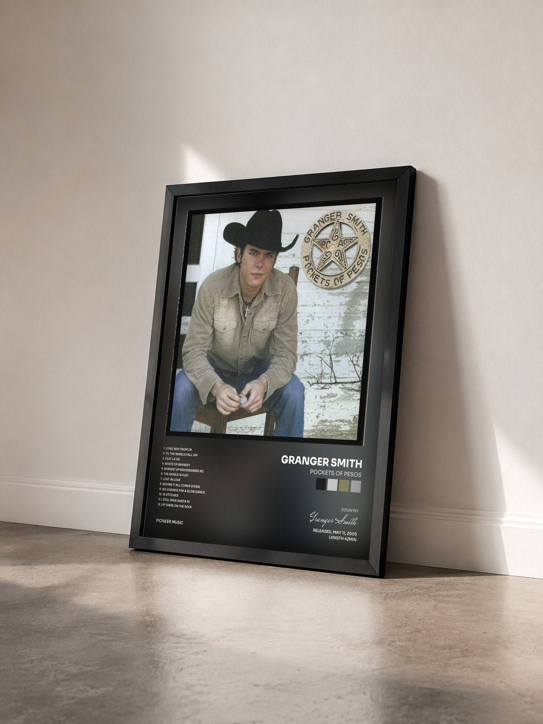 #noir Tableau de l'album Pockets of Pesos de Granger Smith vu de trois quarts, cadre noir
