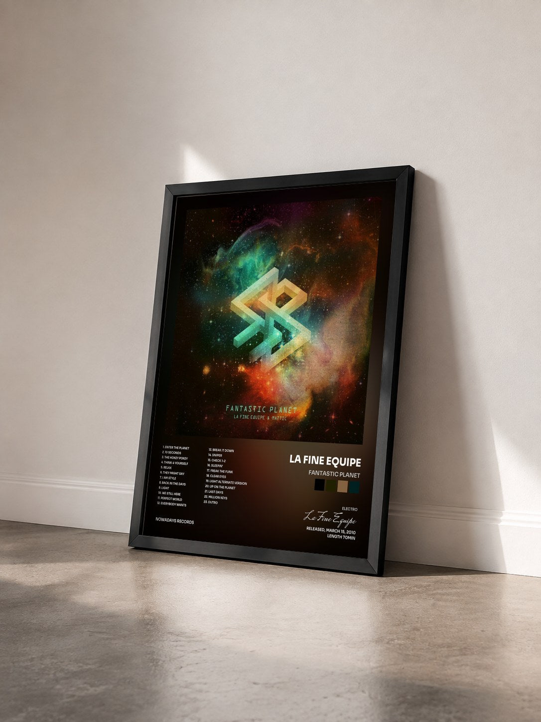 #noir Tableau de l'album Fantastic Planet de La Fine Equipe vu de trois quarts, cadre noir