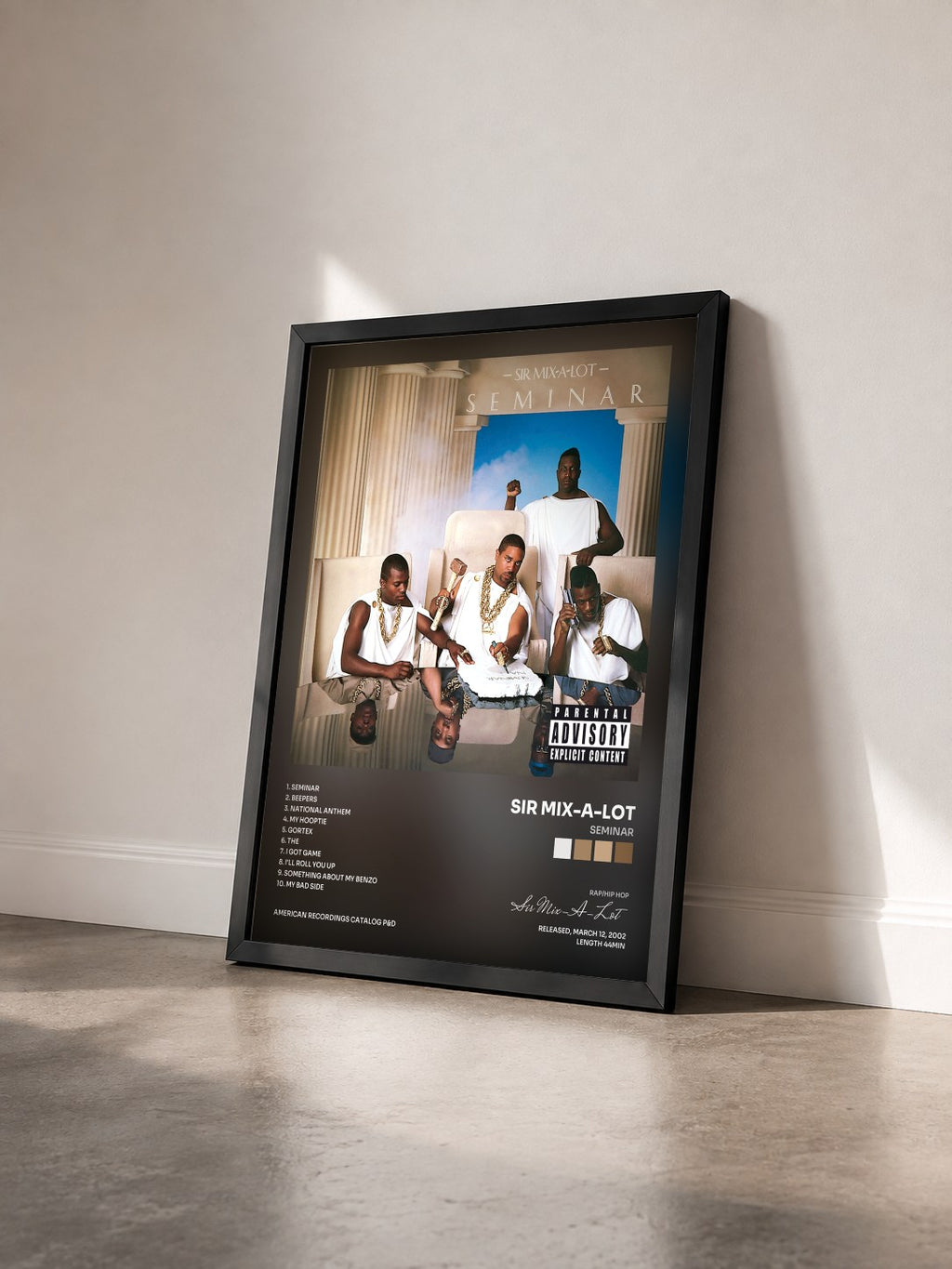 #noir Tableau de l'album Seminar de Sir Mix-A-Lot vu de trois quarts, cadre noir