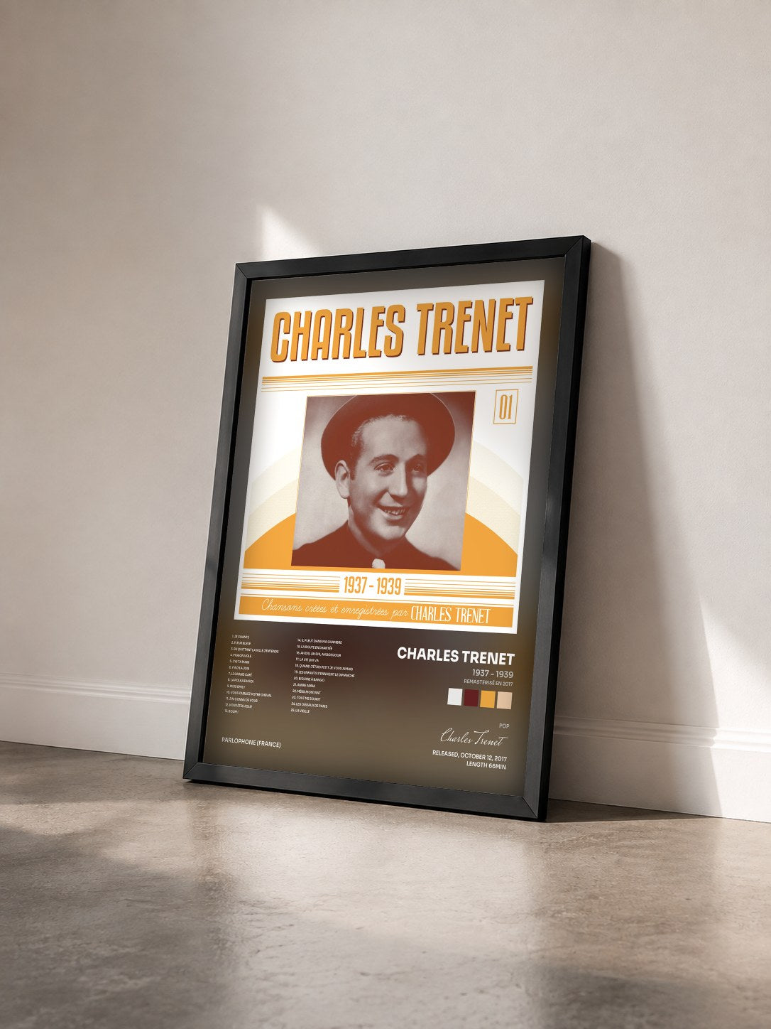 #noir Tableau de l'album 1937 - 1939 (Remasterisé en 2017) de Charles Trenet vu de trois quarts, cadre noir