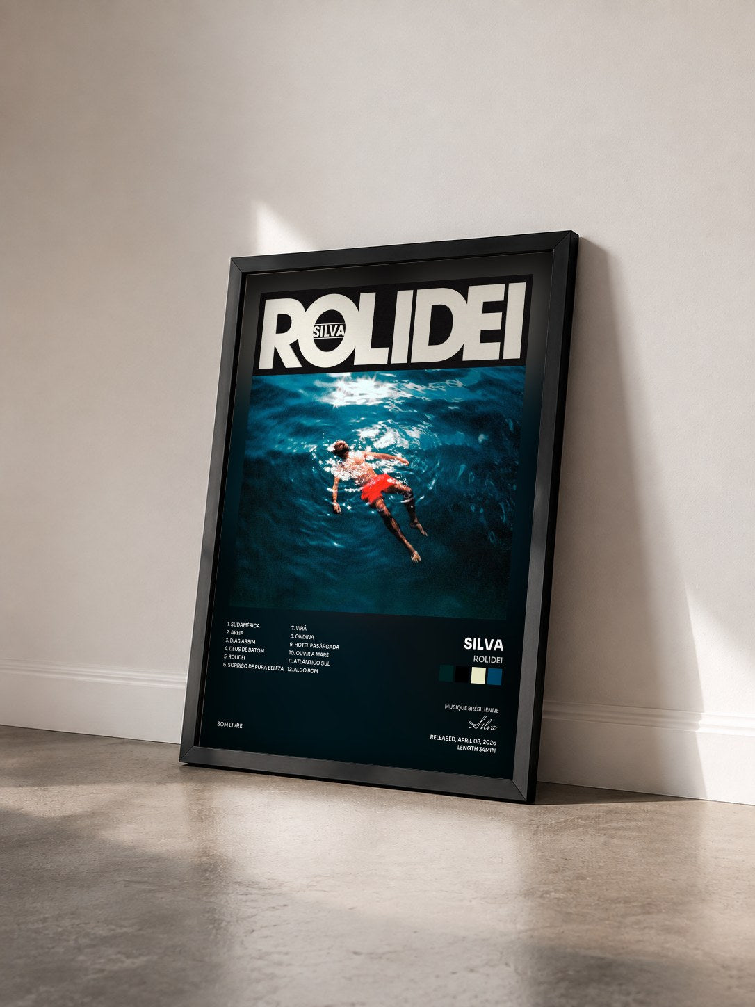 #noir Tableau de l'album ROLIDEI de Silva vu de trois quarts, cadre noir