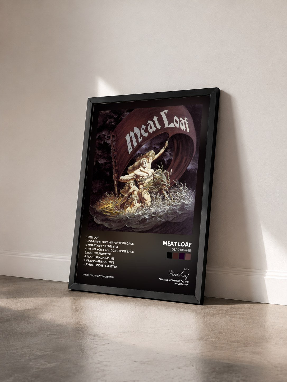 #noir Tableau de l'album Dead Ringer de Meat Loaf vu de trois quarts, cadre noir
