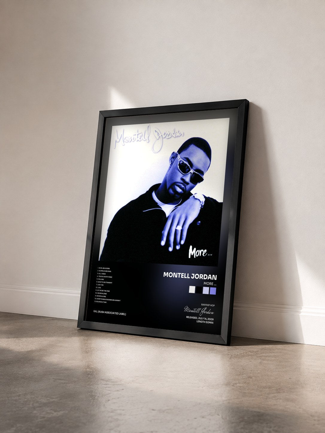 #noir Tableau de l'album More ... de Montell Jordan vu de trois quarts, cadre noir