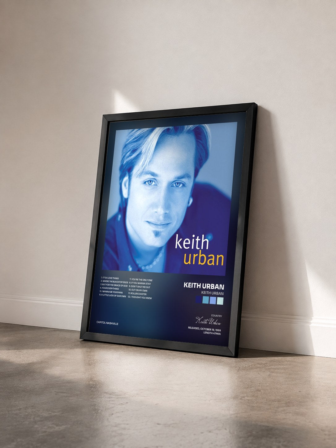 #noir Tableau de l'album Keith Urban de Keith Urban vu de trois quarts, cadre noir
