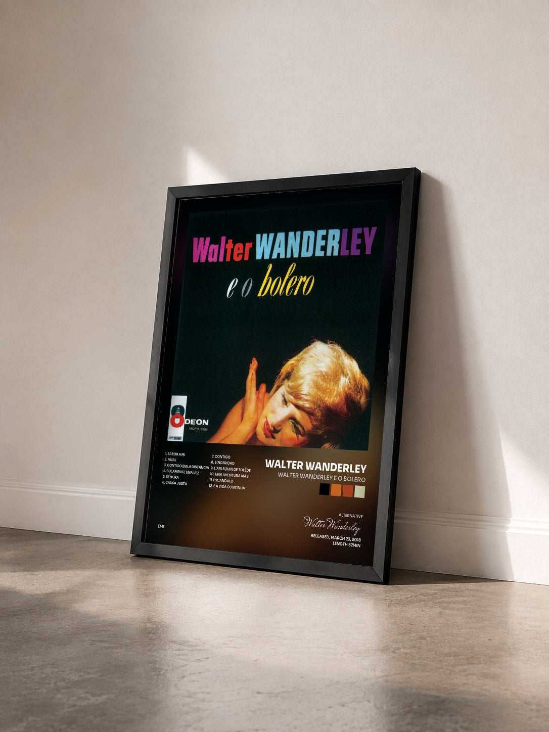 #noir Tableau de l'album Walter Wanderley E O Bolero de Walter Wanderley vu de trois quarts, cadre noir
