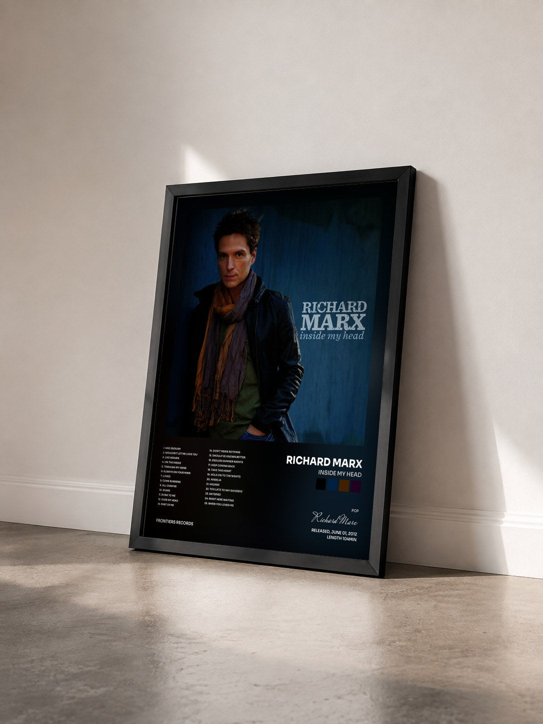 #noir Tableau de l'album Inside My Head de Richard Marx vu de trois quarts, cadre noir