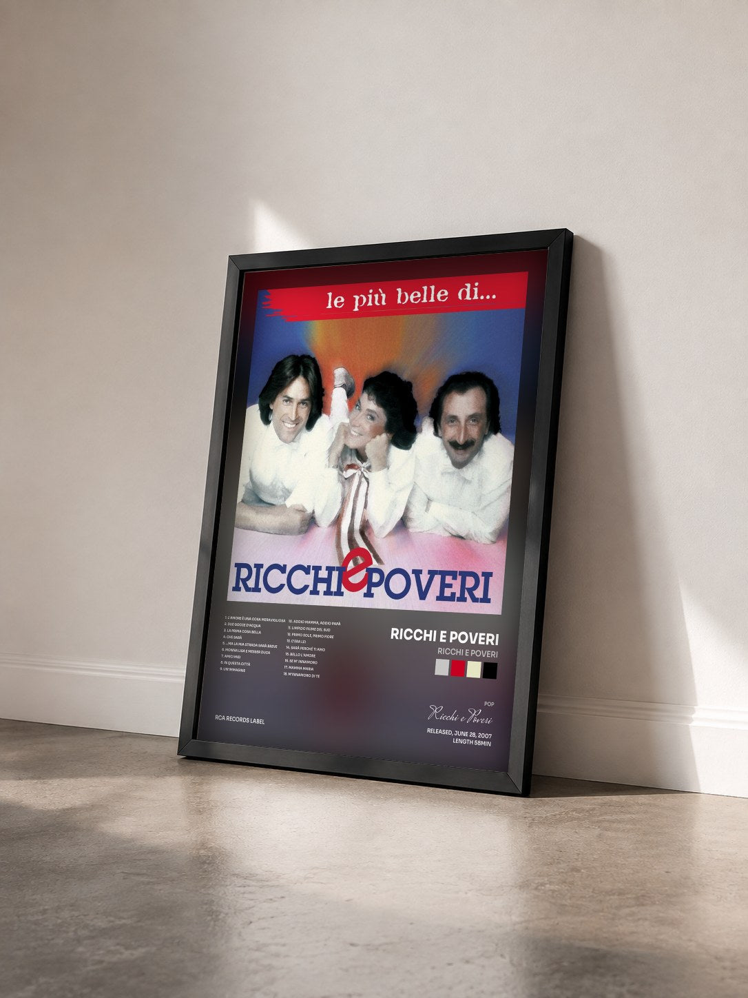 #noir Tableau de l'album Ricchi E Poveri de Ricchi e Poveri vu de trois quarts, cadre noir