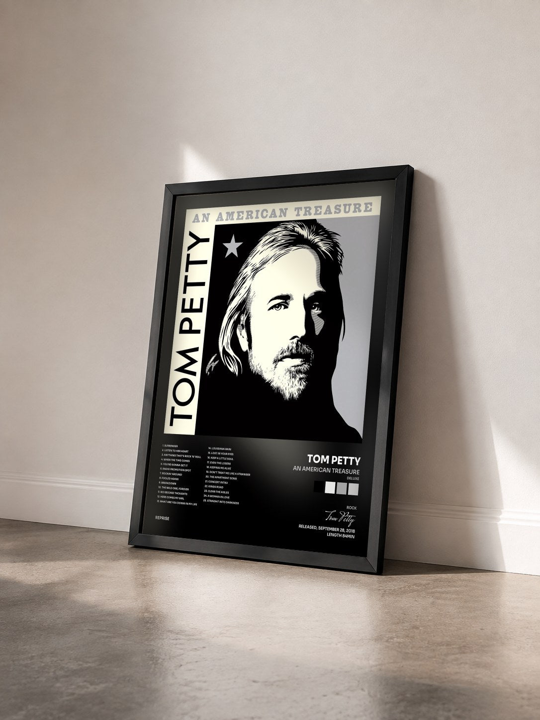 #noir Tableau de l'album An American Treasure (Deluxe) de Tom Petty vu de trois quarts, cadre noir