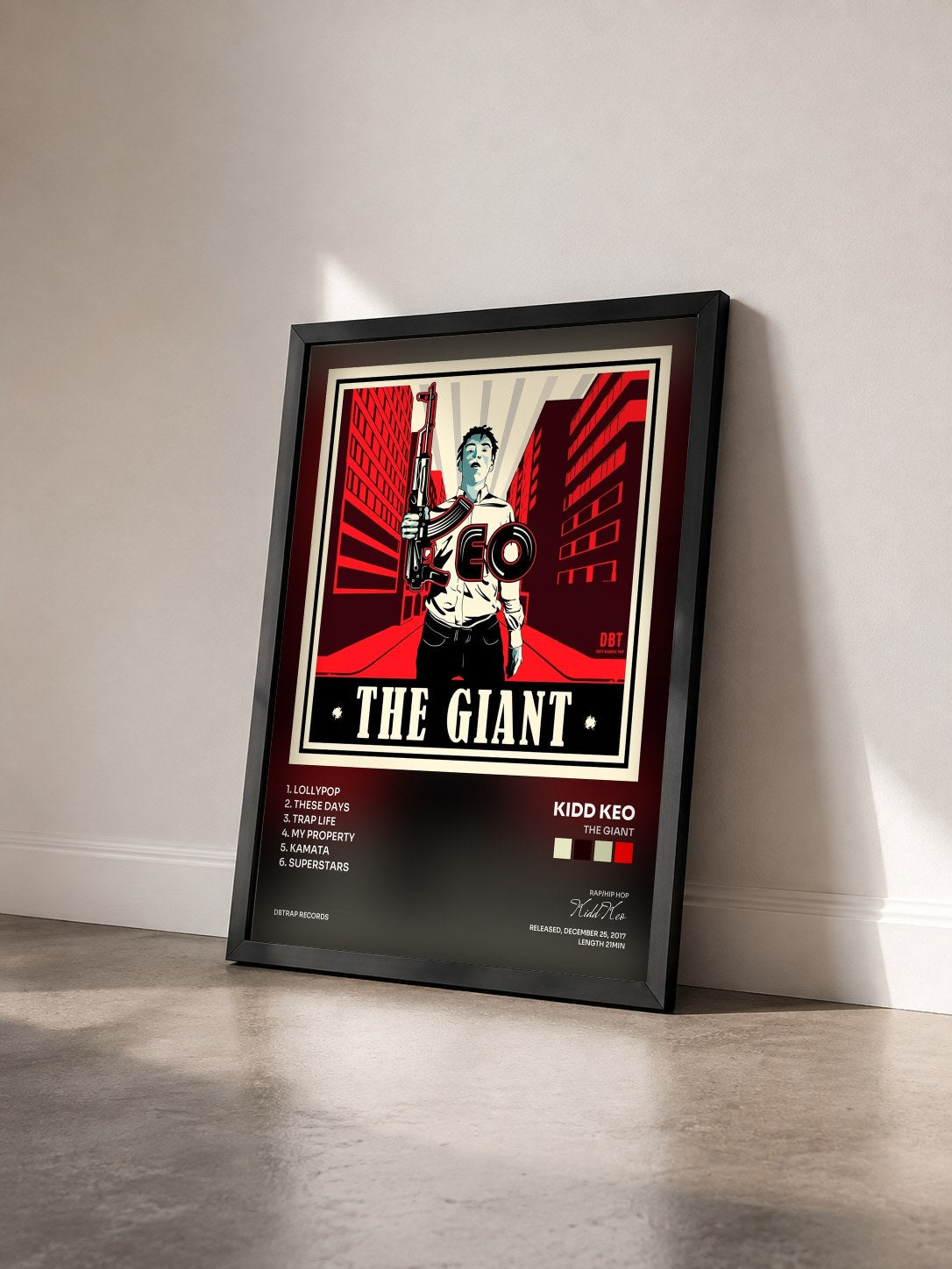 #noir Tableau de l'album The Giant de Kidd Keo vu de trois quarts, cadre noir