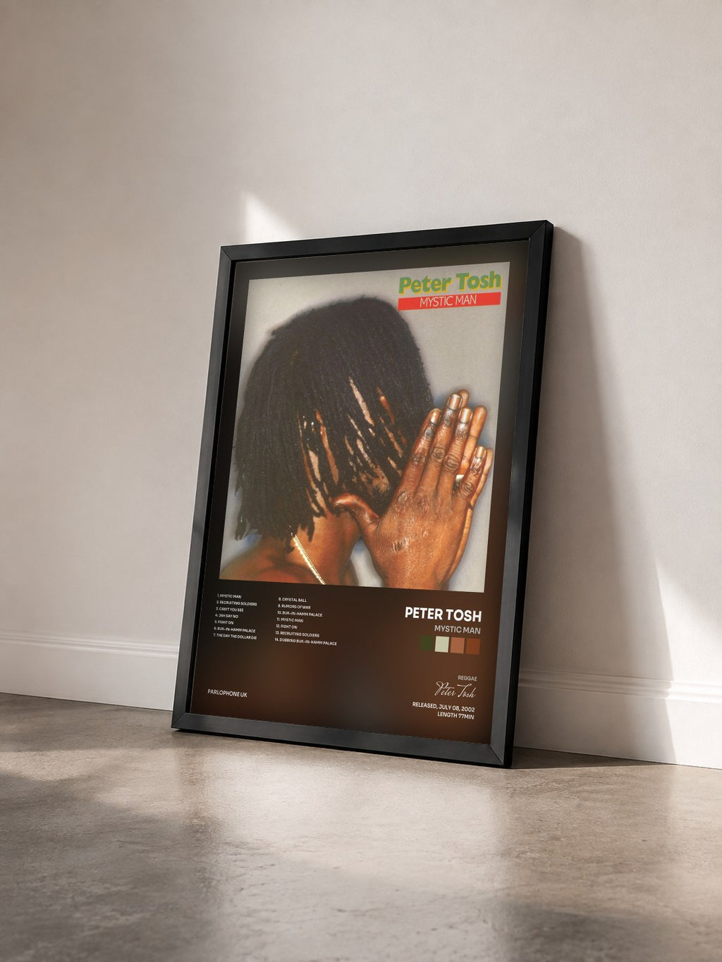 #noir Tableau de l'album Mystic Man de Peter Tosh vu de trois quarts, cadre noir