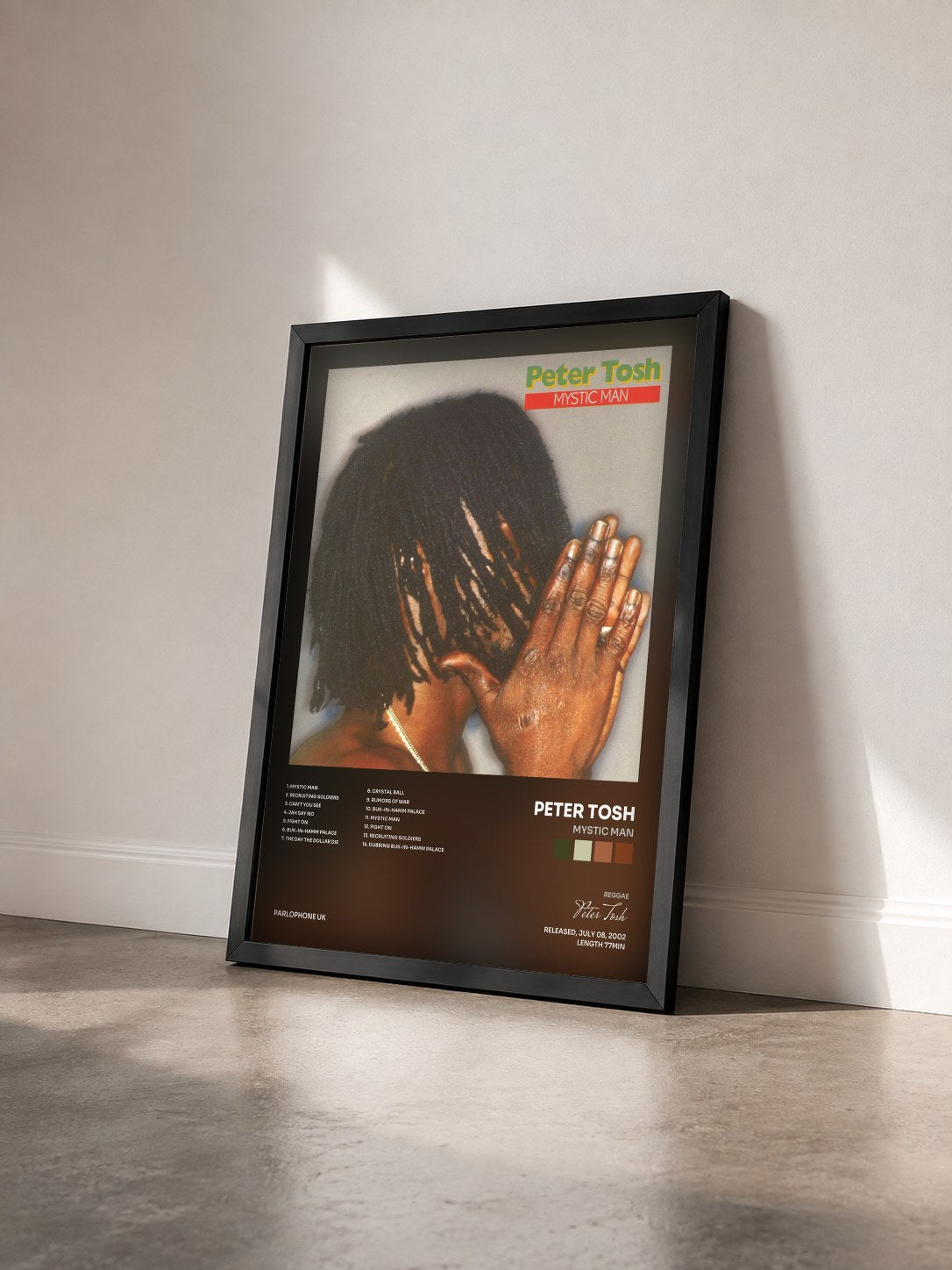 #noir Tableau de l'album Mystic Man de Peter Tosh vu de trois quarts, cadre noir