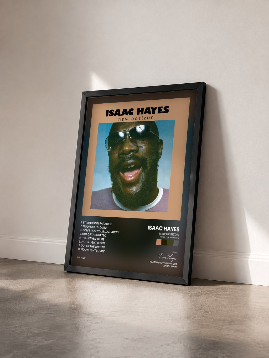 #noir Tableau de l'album New Horizon (Bonus Tracks Edition) de Isaac Hayes vu de trois quarts, cadre noir