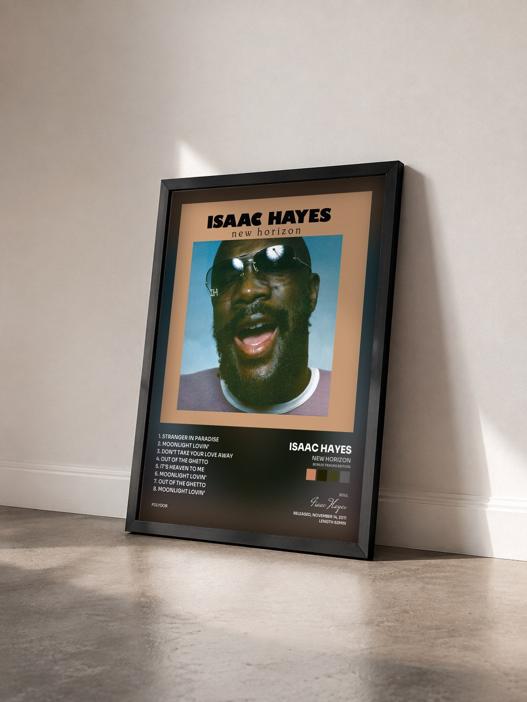 #noir Tableau de l'album New Horizon (Bonus Tracks Edition) de Isaac Hayes vu de trois quarts, cadre noir