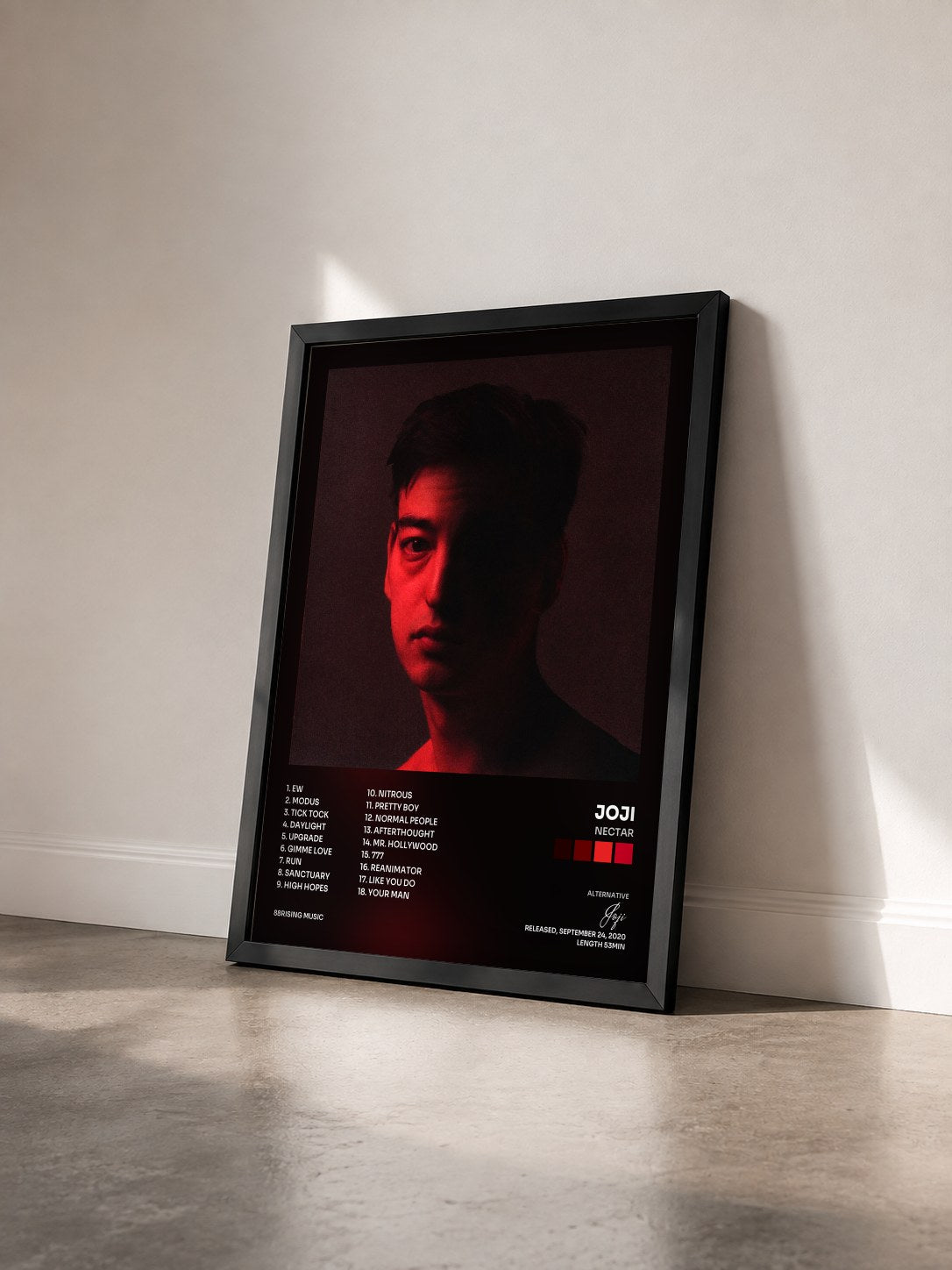 #noir Tableau de l'album Nectar de Joji vu de trois quarts, cadre noir