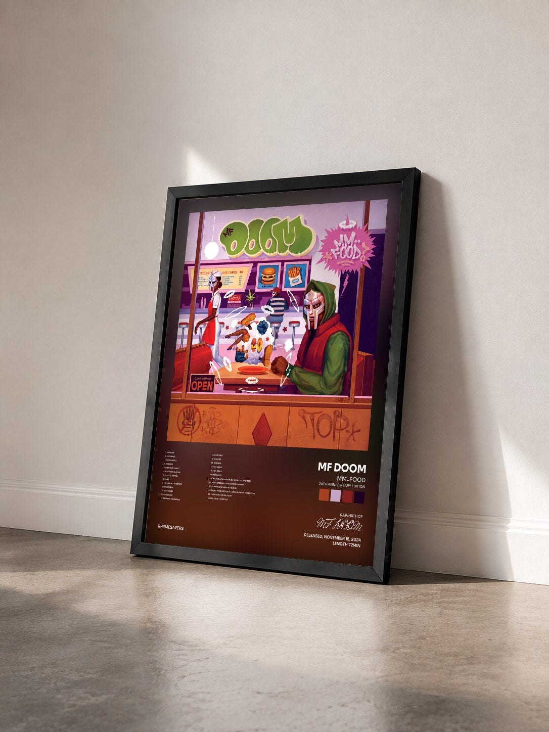 #noir Tableau de l'album MM..FOOD (20th Anniversary Edition) de MF DOOM vu de trois quarts, cadre noir