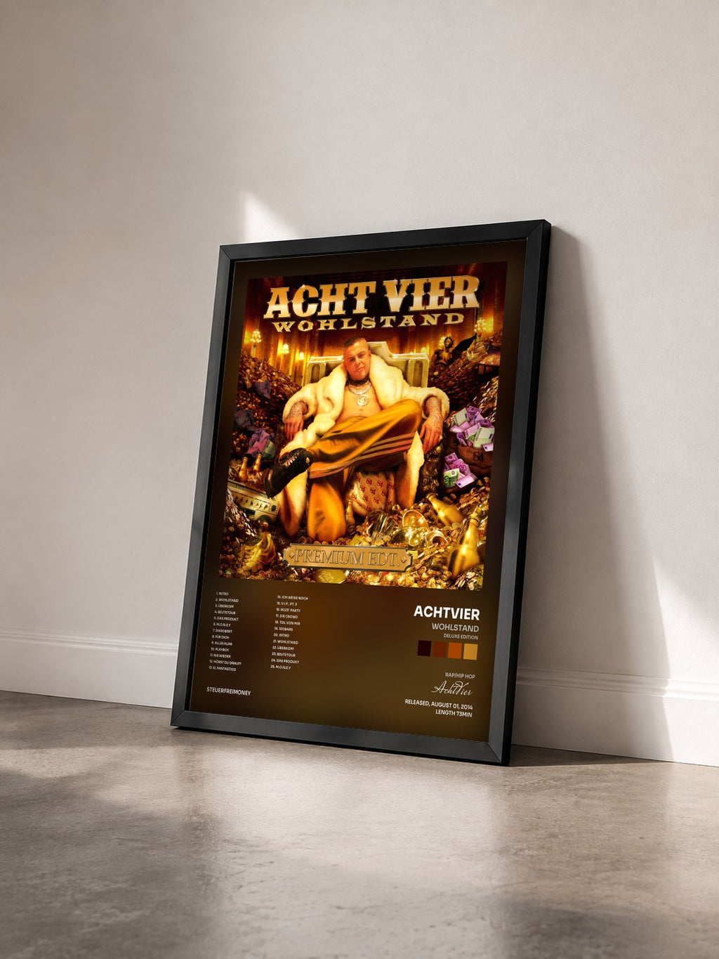 #noir Tableau de l'album Wohlstand (Deluxe Edition) de AchtVier vu de trois quarts, cadre noir