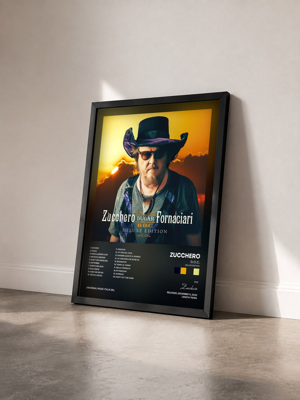 #noir Tableau de l'album D.O.C. (Deluxe Edition) de Zucchero vu de trois quarts, cadre noir