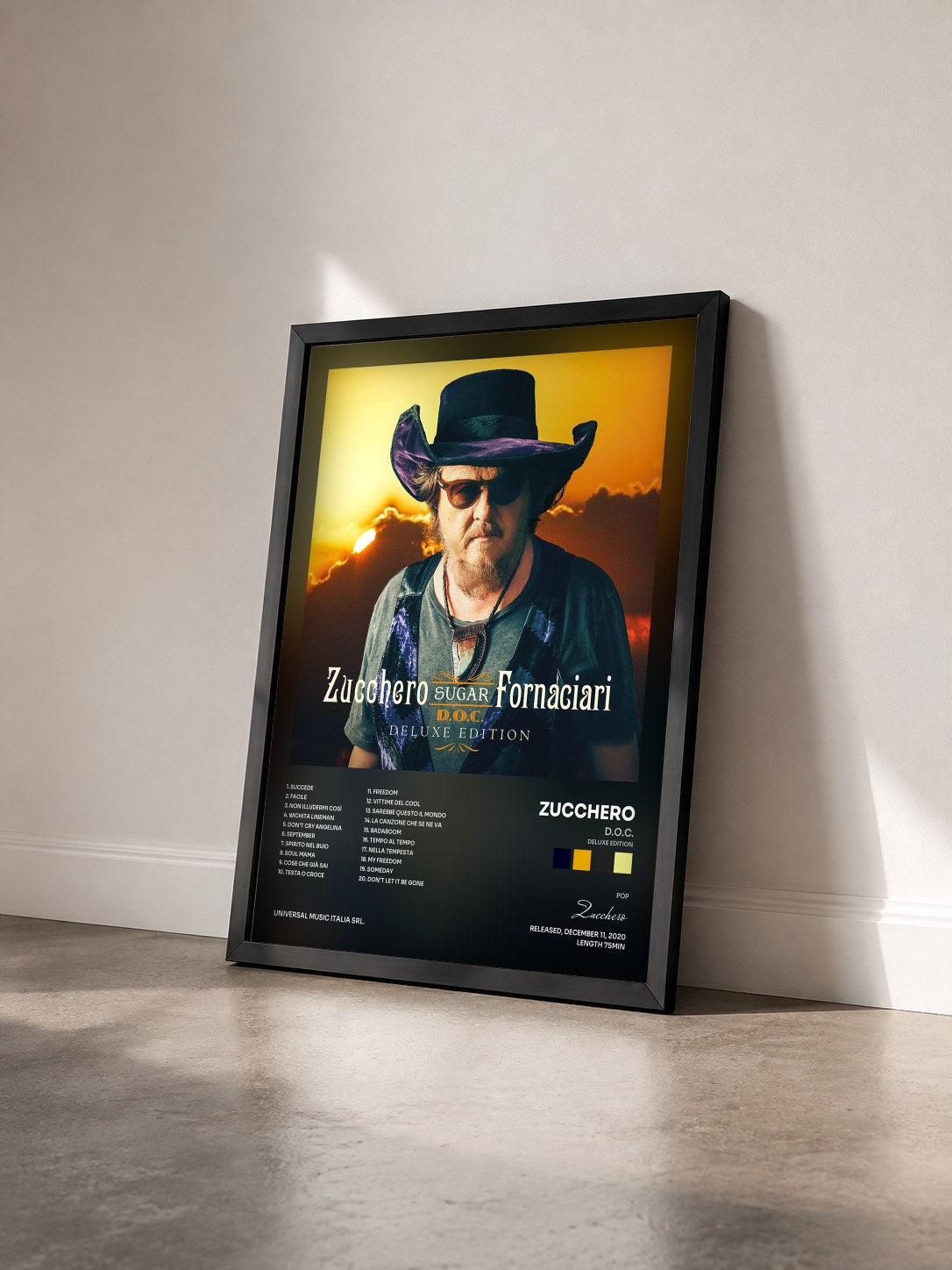 #noir Tableau de l'album D.O.C. (Deluxe Edition) de Zucchero vu de trois quarts, cadre noir