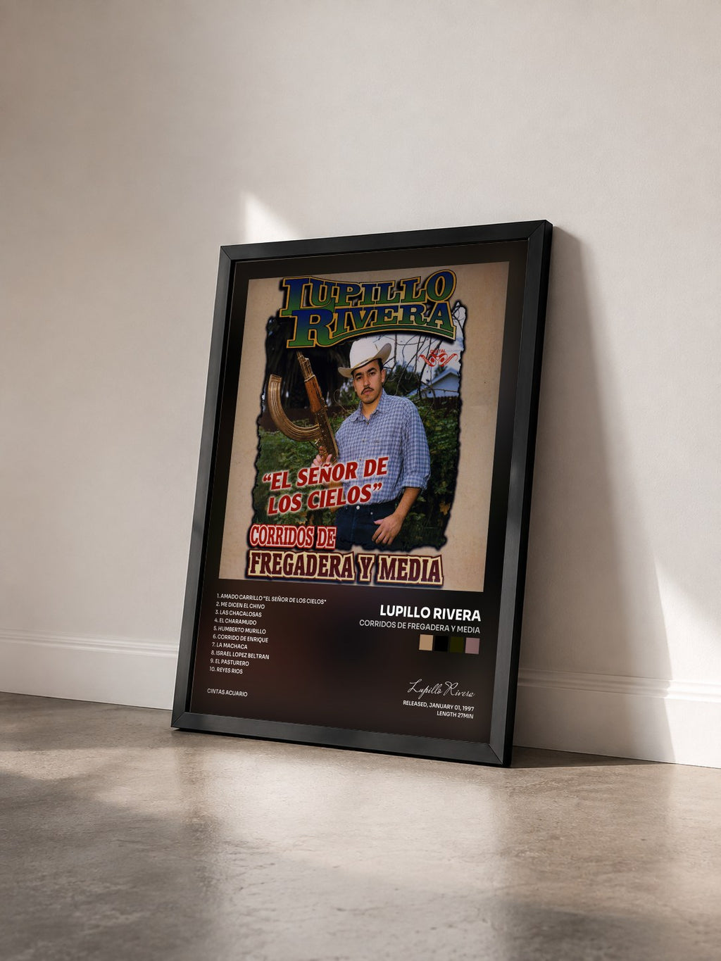 #noir Tableau de l'album Corridos De Fregadera Y Media de Lupillo Rivera vu de trois quarts, cadre noir