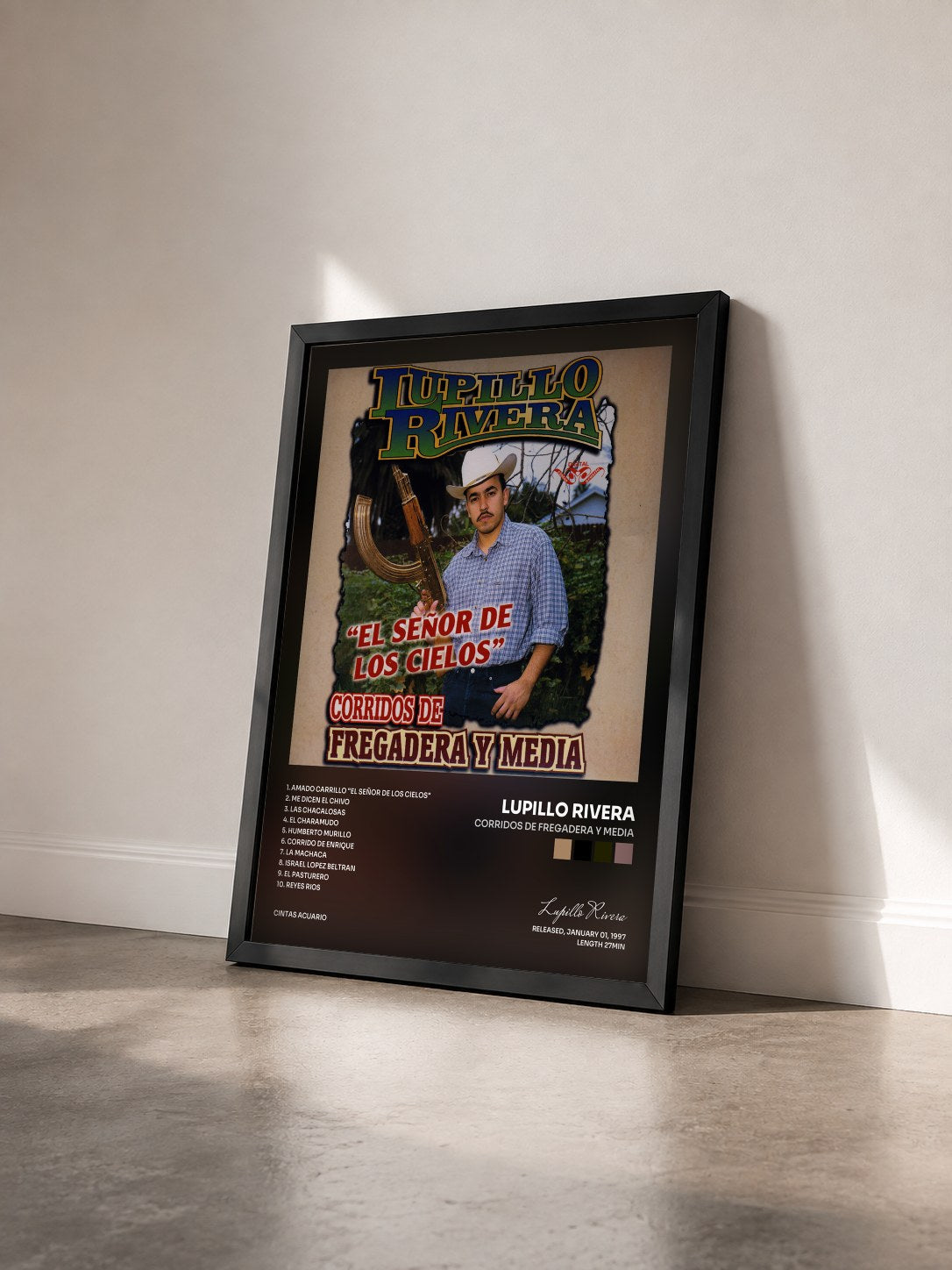 #noir Tableau de l'album Corridos De Fregadera Y Media de Lupillo Rivera vu de trois quarts, cadre noir