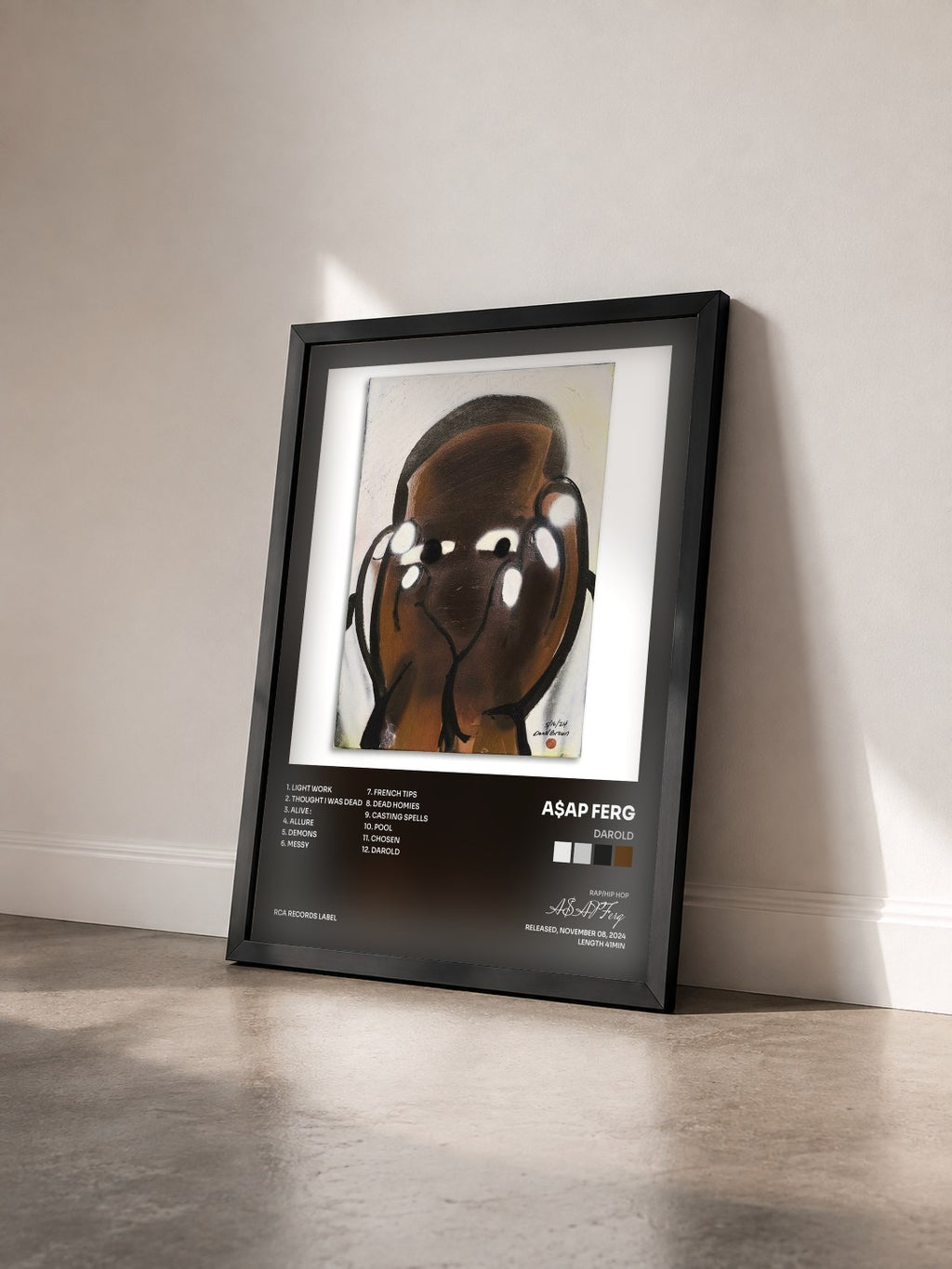 #noir Tableau de l'album DAROLD de A$AP Ferg vu de trois quarts, cadre noir